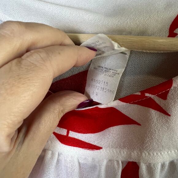 Vintage 70’s Queen's Way to Fashion Red and White Sail Boat Blouse Top Size 14 - Picture 5 of 8
